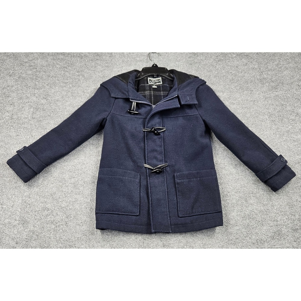 Rothschild Kids Navy Blue Toggle Duffle Coat Hooded Winter Jacket Size S 8